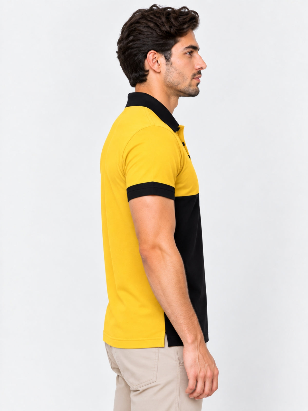 Signature Emb Luxury Panel Polo - Yellow Black