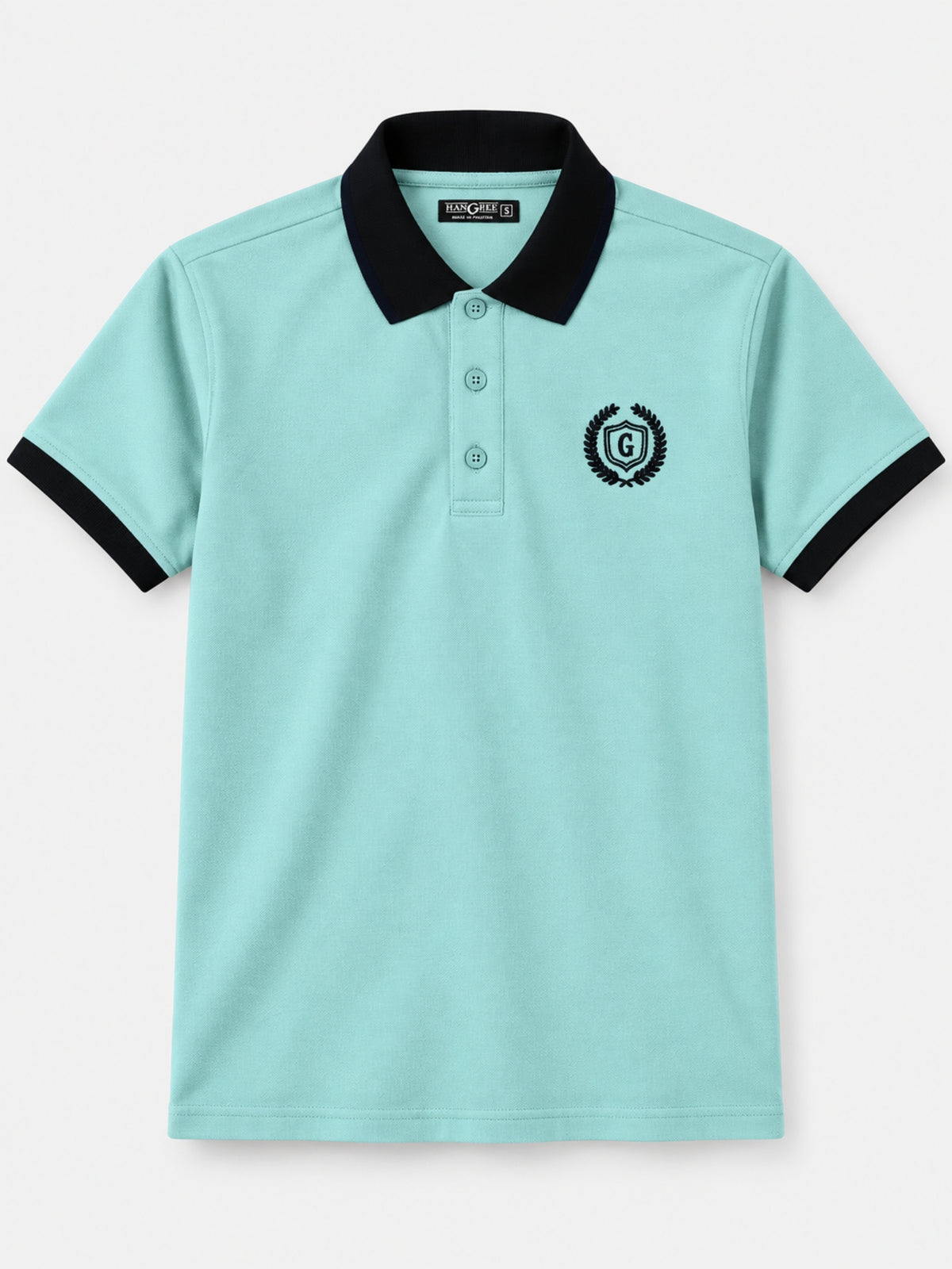 Signature Embroidered Contrast Collar Polo - Moonstone Blue