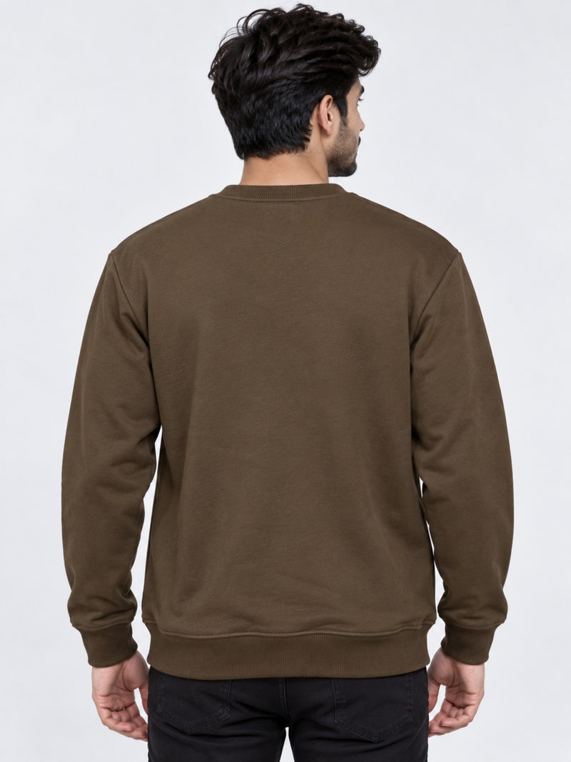 Men Exclusive Printed Sweat Shirt - Brown