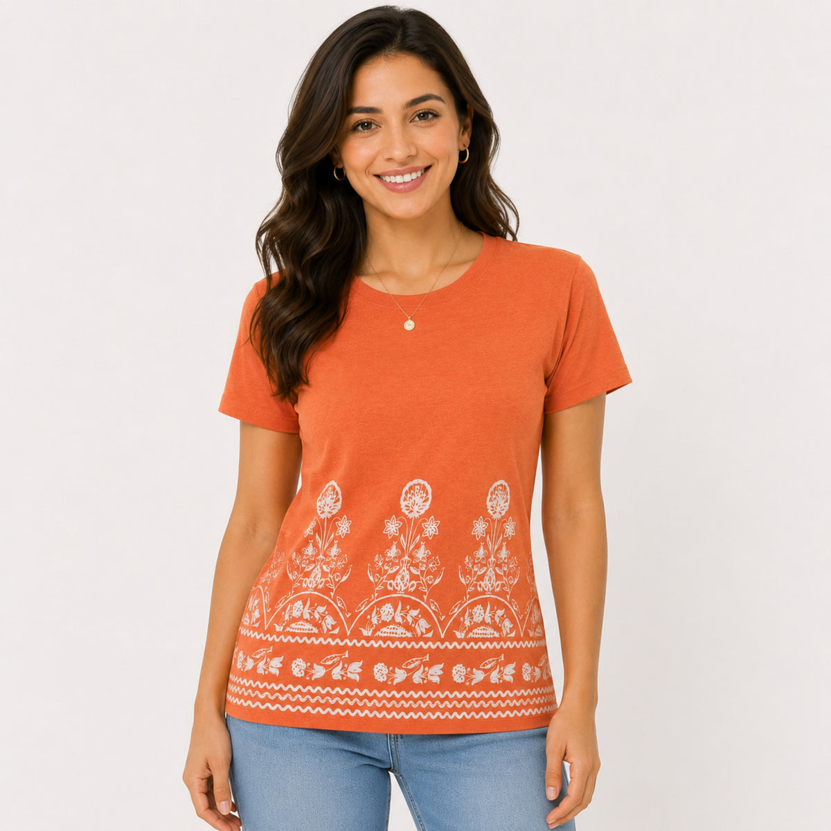 Women's Heritage Floral Border Cotton Jersey T-Shirt