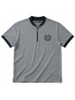Men’s Crew Neck Half-Zip Tee Shirt - Medium Gray