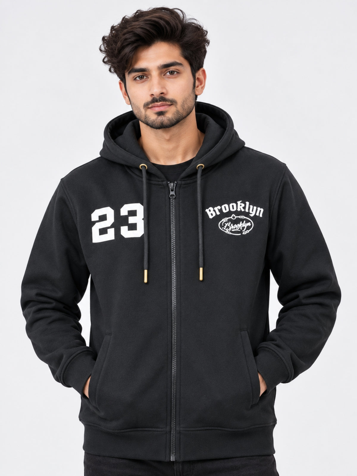 Men's "Brooklyn" Printed Fleece Zip Up Hoodie