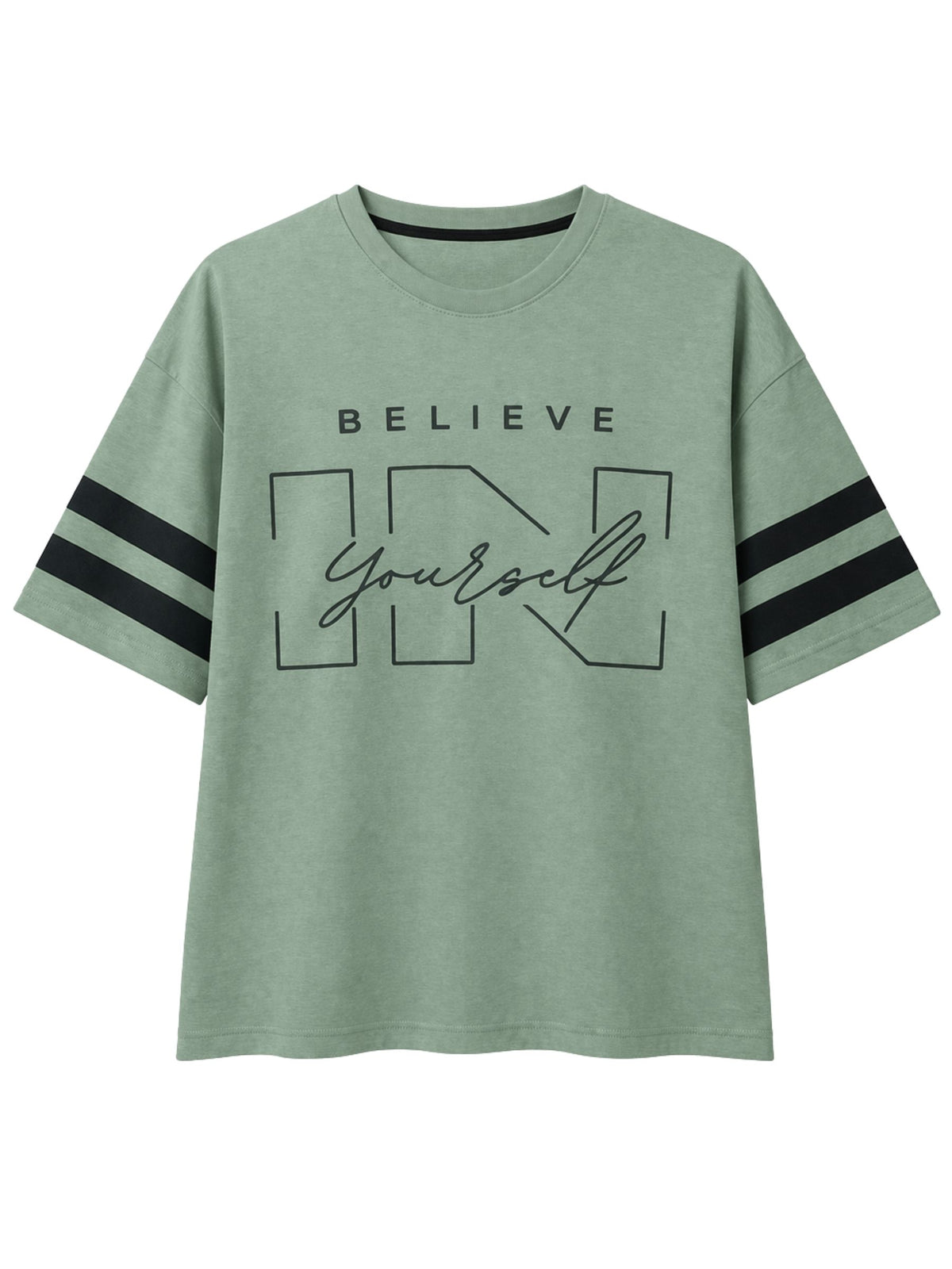 Unisex Oversized Graphic Printed Drop Shoulder T-Shirt - Greenish Gray
