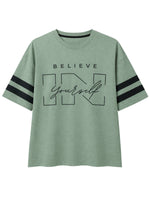 Unisex Oversized Graphic Printed Drop Shoulder T-Shirt - Greenish Gray