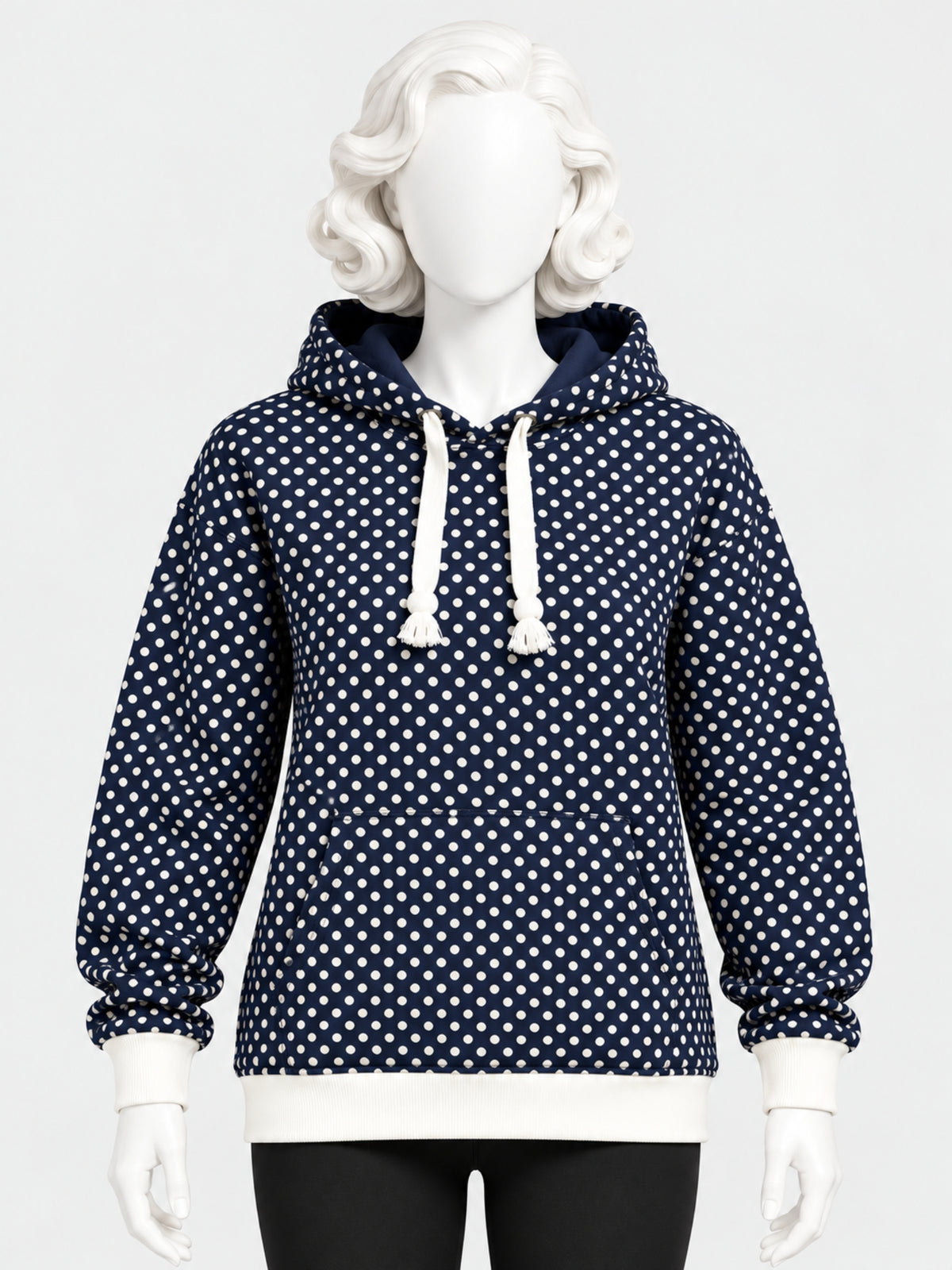 Women's Polka Dot Printed Fleece Hoodie