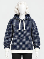 Women's Polka Dot Printed Fleece Hoodie