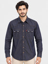 Men's Light Denim Summer Casual Shirt - Navy