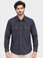 Men's Light Denim Summer Casual Shirt - Navy
