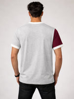 Men's Premium Vertical Panel Tee Shirt - Maroon / Navy / Grey
