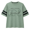 Unisex Oversized Graphic Printed Drop Shoulder T-Shirt - Greenish Gray