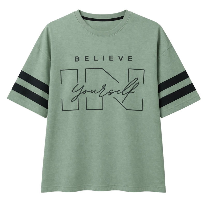 Unisex Oversized Graphic Printed Drop Shoulder T-Shirt - Greenish Gray