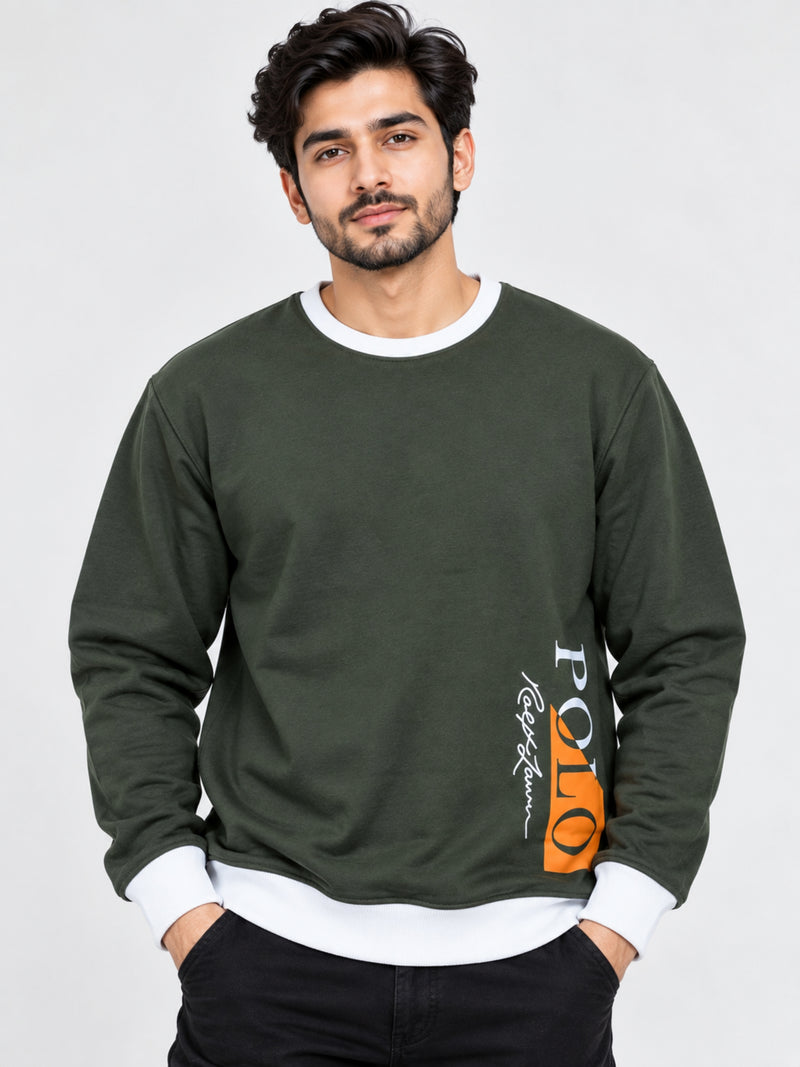 Men Exclusive Printed Sweat Shirt - Green