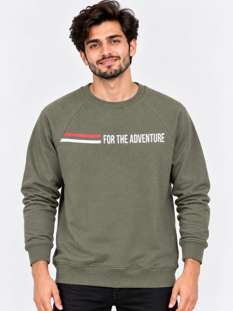 Men's "For The Adventure" Printed Sweat Shirt - Davy Gray