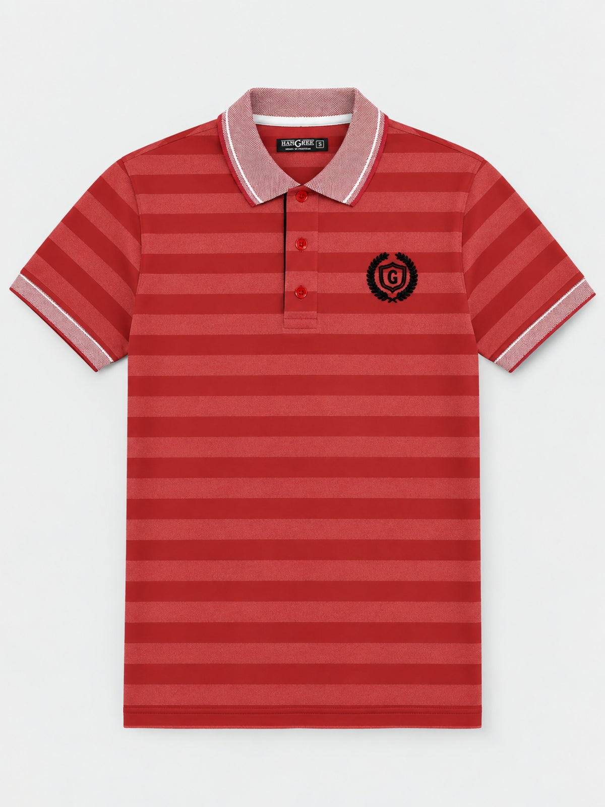 HG Signature Emb Stripper Contrast Collar Polo Shirt - Red