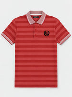 HG Signature Emb Stripper Contrast Collar Polo Shirt - Red
