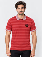 HG Signature Emb Stripper Contrast Collar Polo Shirt - Red