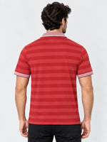 HG Signature Emb Stripper Contrast Collar Polo Shirt - Red