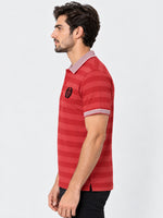 HG Signature Emb Stripper Contrast Collar Polo Shirt - Red