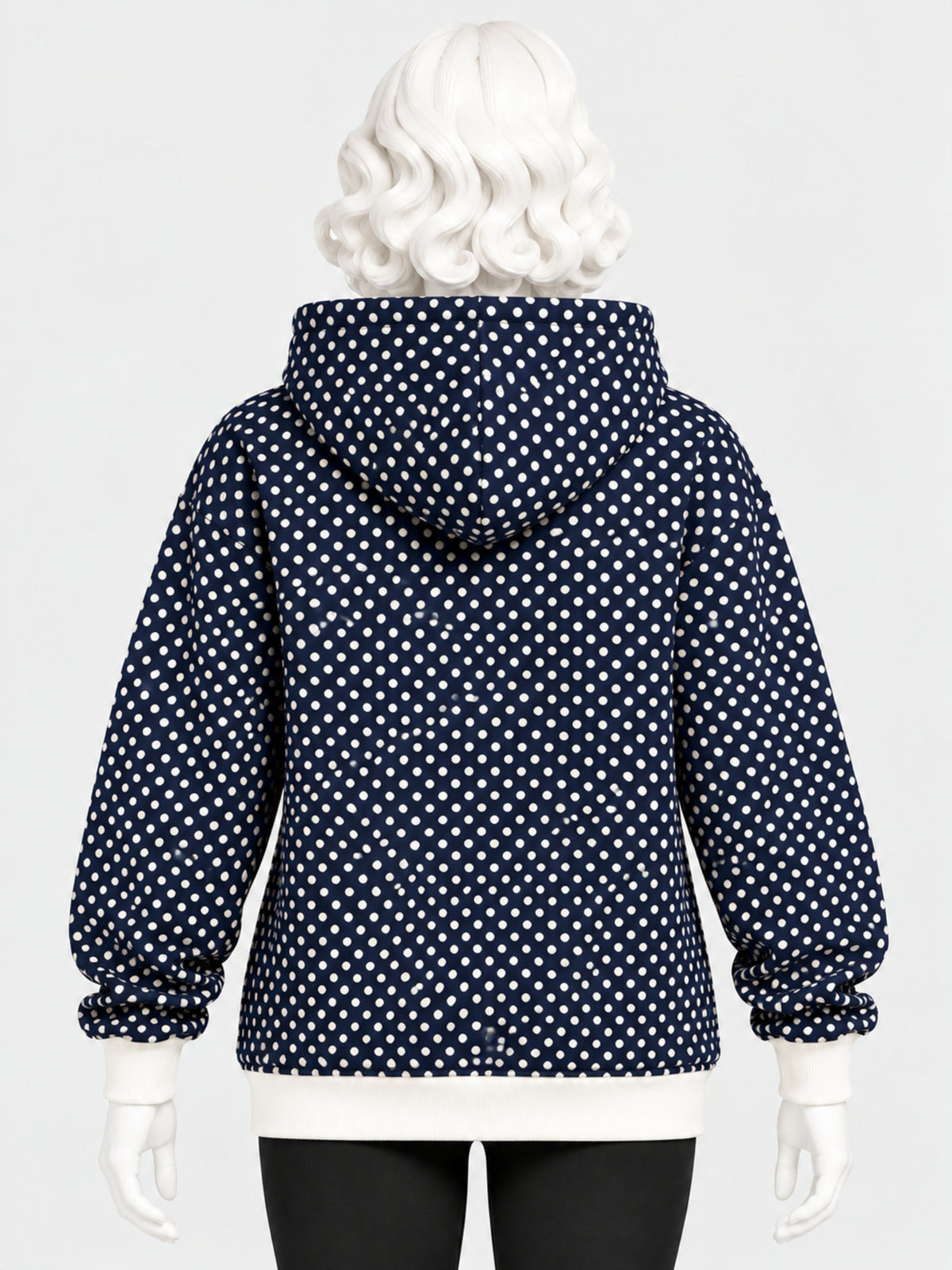 Women's Polka Dot Printed Fleece Hoodie