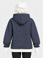 Women's Polka Dot Printed Fleece Hoodie