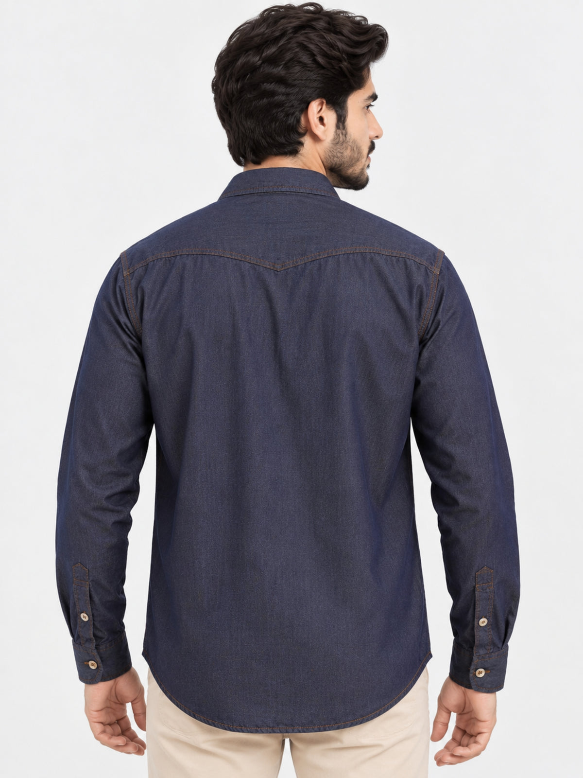 Men's Light Denim Summer Casual Shirt - Navy