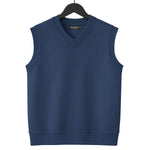 HG Men's Ribbed V-Neck Sleeveless Sweater - Rhino Blue