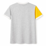 Men's Premium Vertical Panel Tee Shirt - Yellow / Navy / Grey