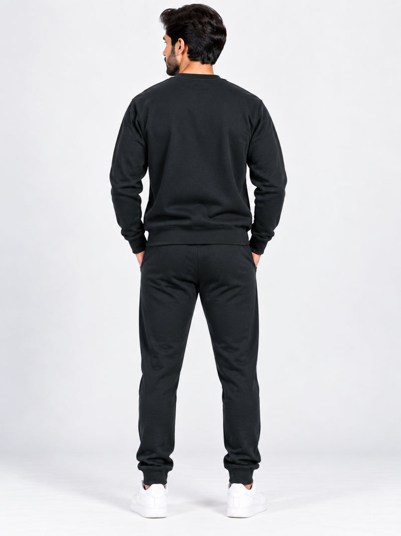 Men's Graphic Printed Terry Co-Ord Set – Black