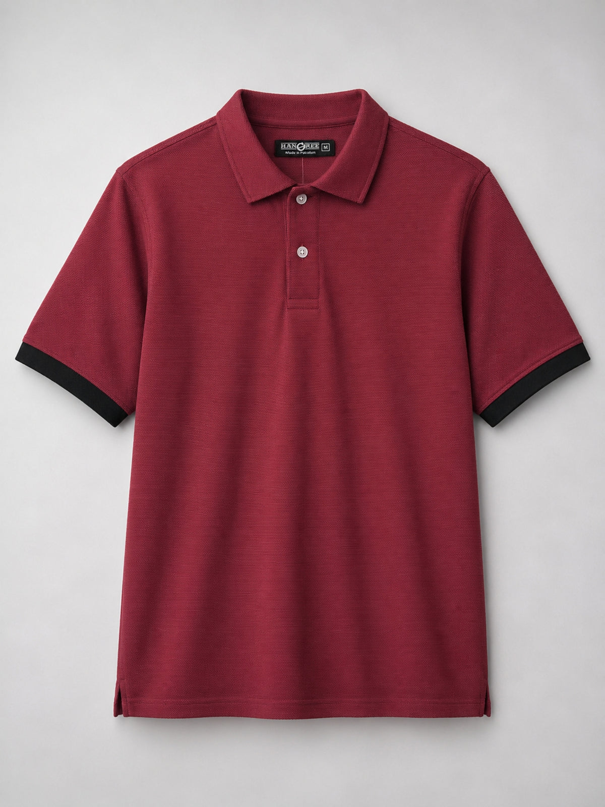 Men's Self Fabric Collar Classy Polo Shirt - Maroon