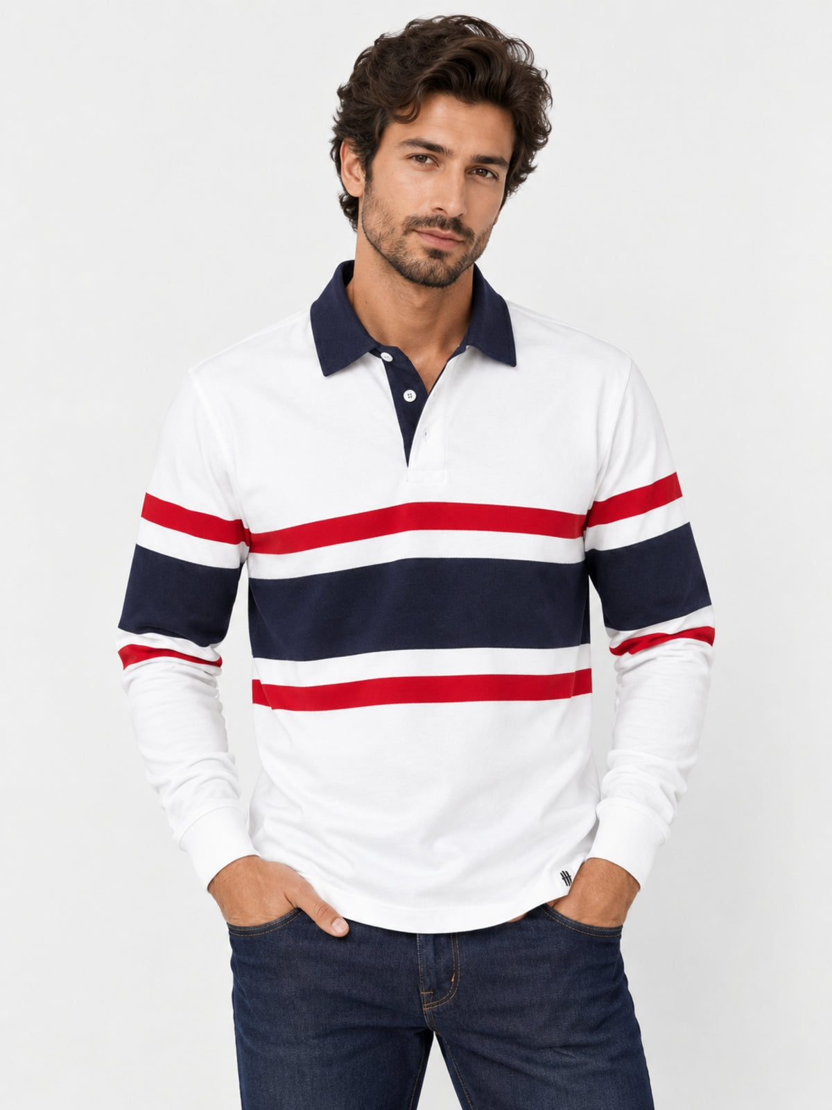 Rugby Full Sleeves Polo Shirt - White
