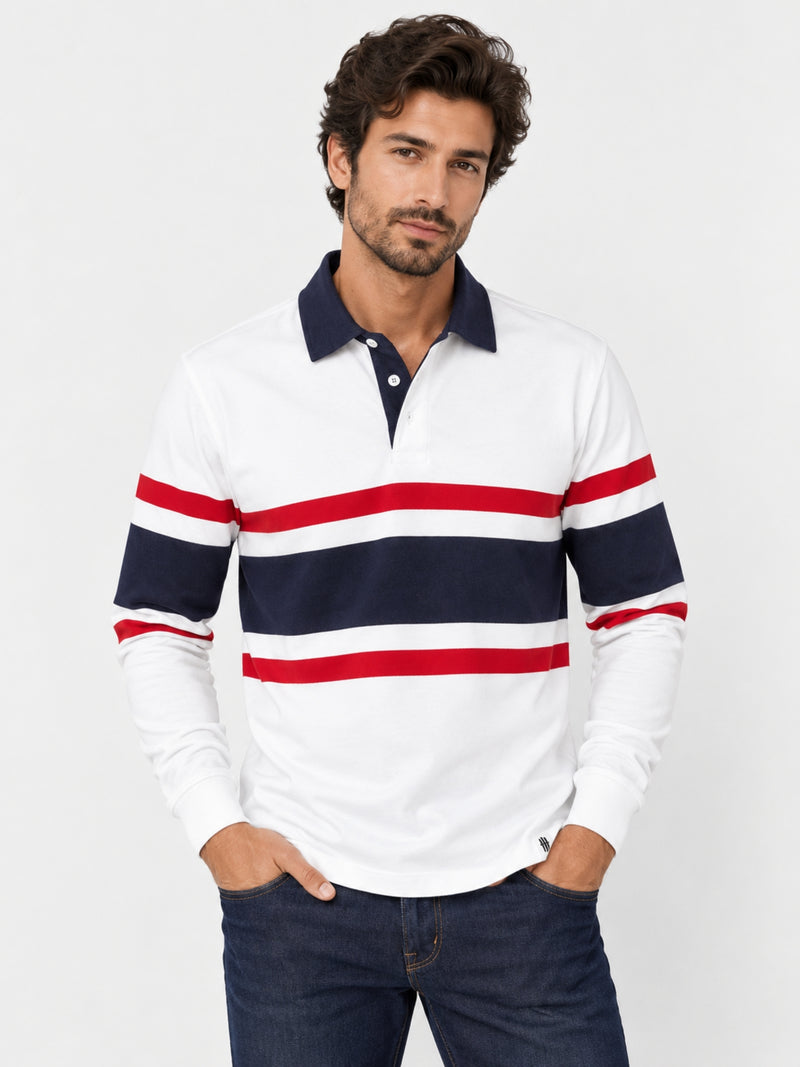 Rugby Full Sleeves Polo Shirt - White