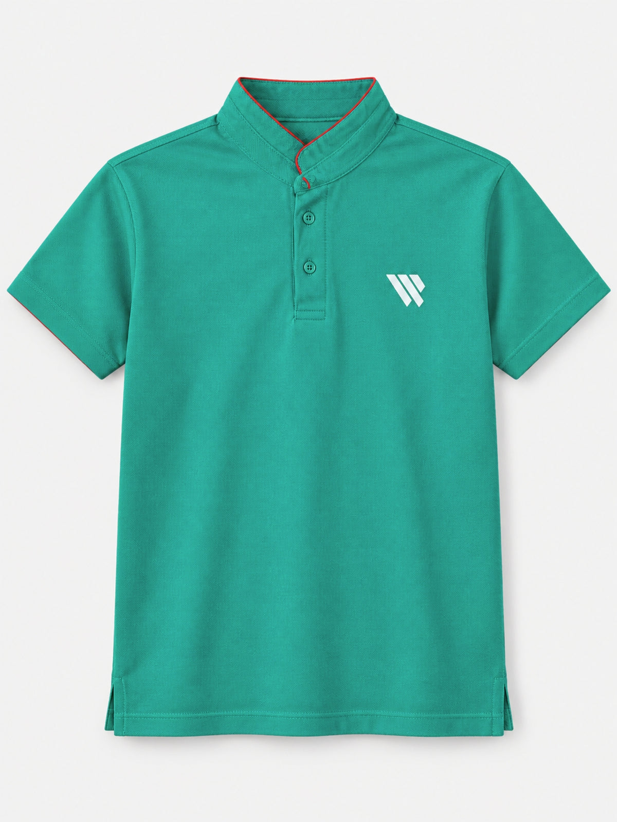 West Line Ban Collar Men Polo Shirt - Green
