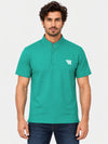 West Line Ban Collar Men Polo Shirt - Green
