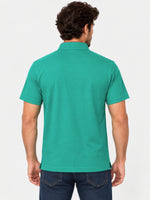 West Line Ban Collar Men Polo Shirt - Green