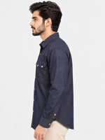 Men's Light Denim Summer Casual Shirt - Navy