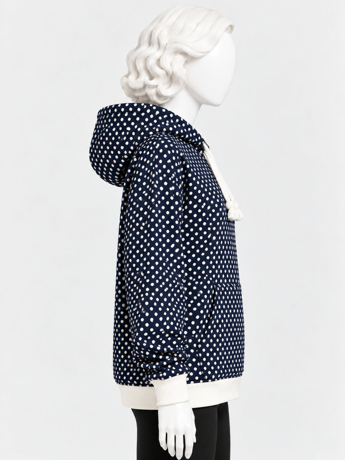 Women's Polka Dot Printed Fleece Hoodie