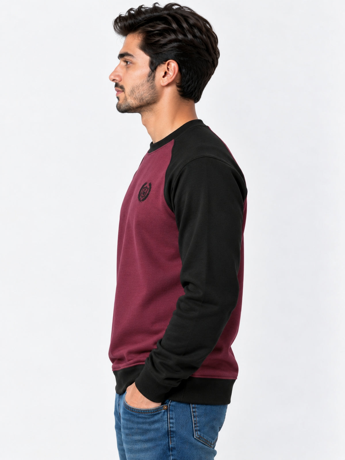 HG Signature Raglan Fleece Sweat Shirt - Maroon