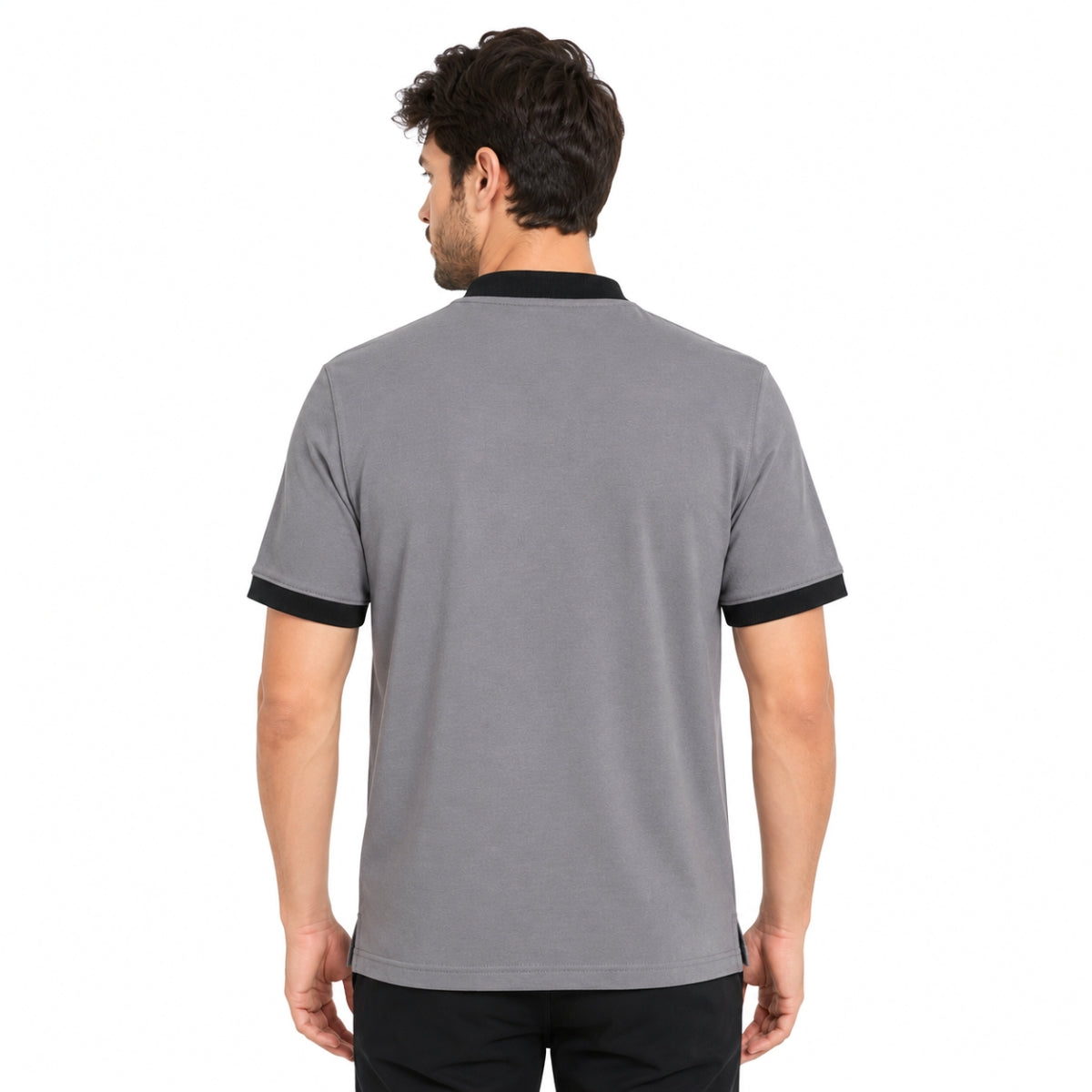 Men’s Crew Neck Half-Zip Tee Shirt - Medium Gray
