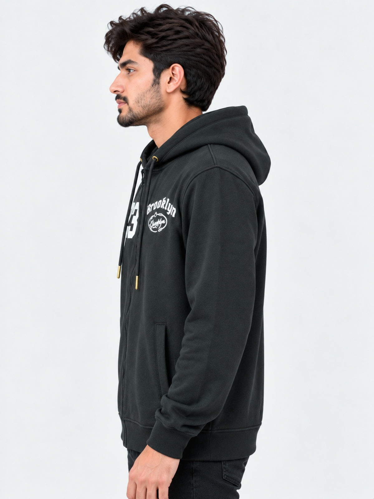 Men's "Brooklyn" Printed Fleece Zip Up Hoodie