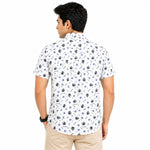 Men’s Leaf & Polka Print Half Sleeve Casual Shirt – White