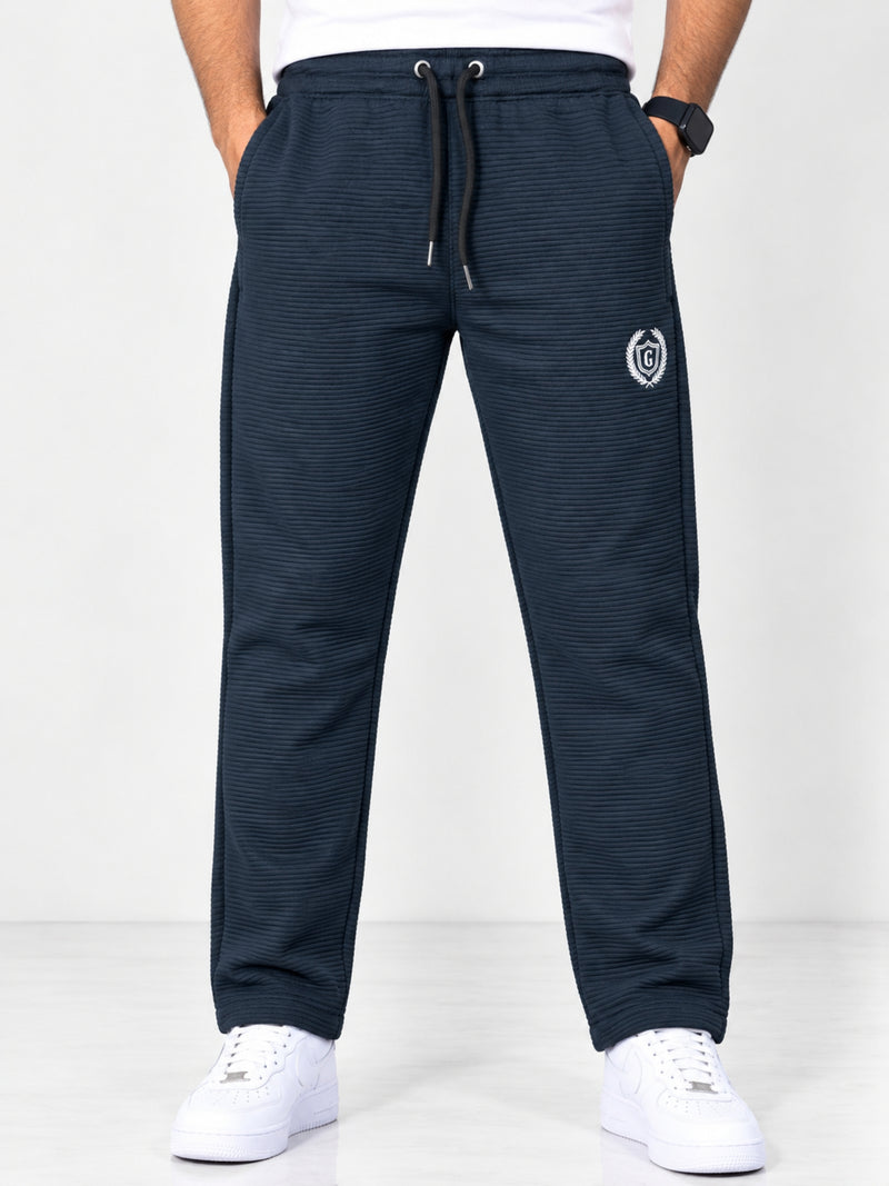 Men's Close Bottom Ripple Fleece Joggar Trouser - Navy