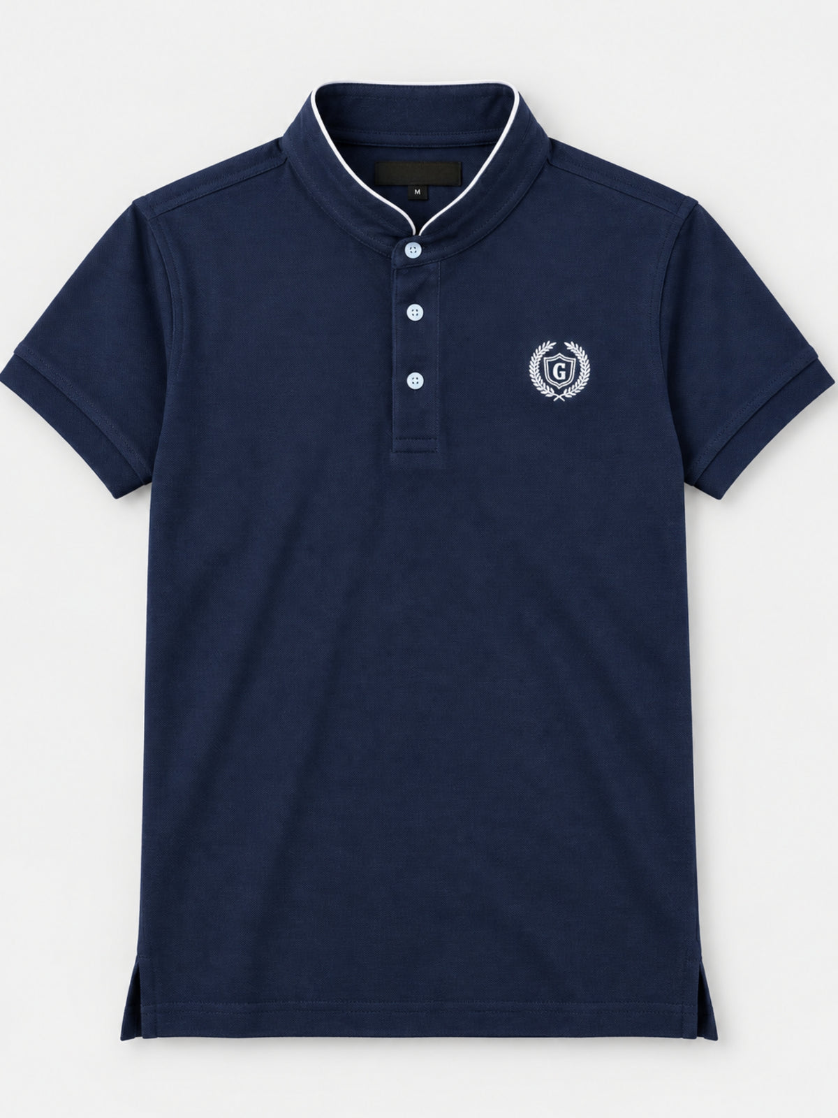 HG Stylish Ban Collar Polo Shirt For Men's - Navy Blue