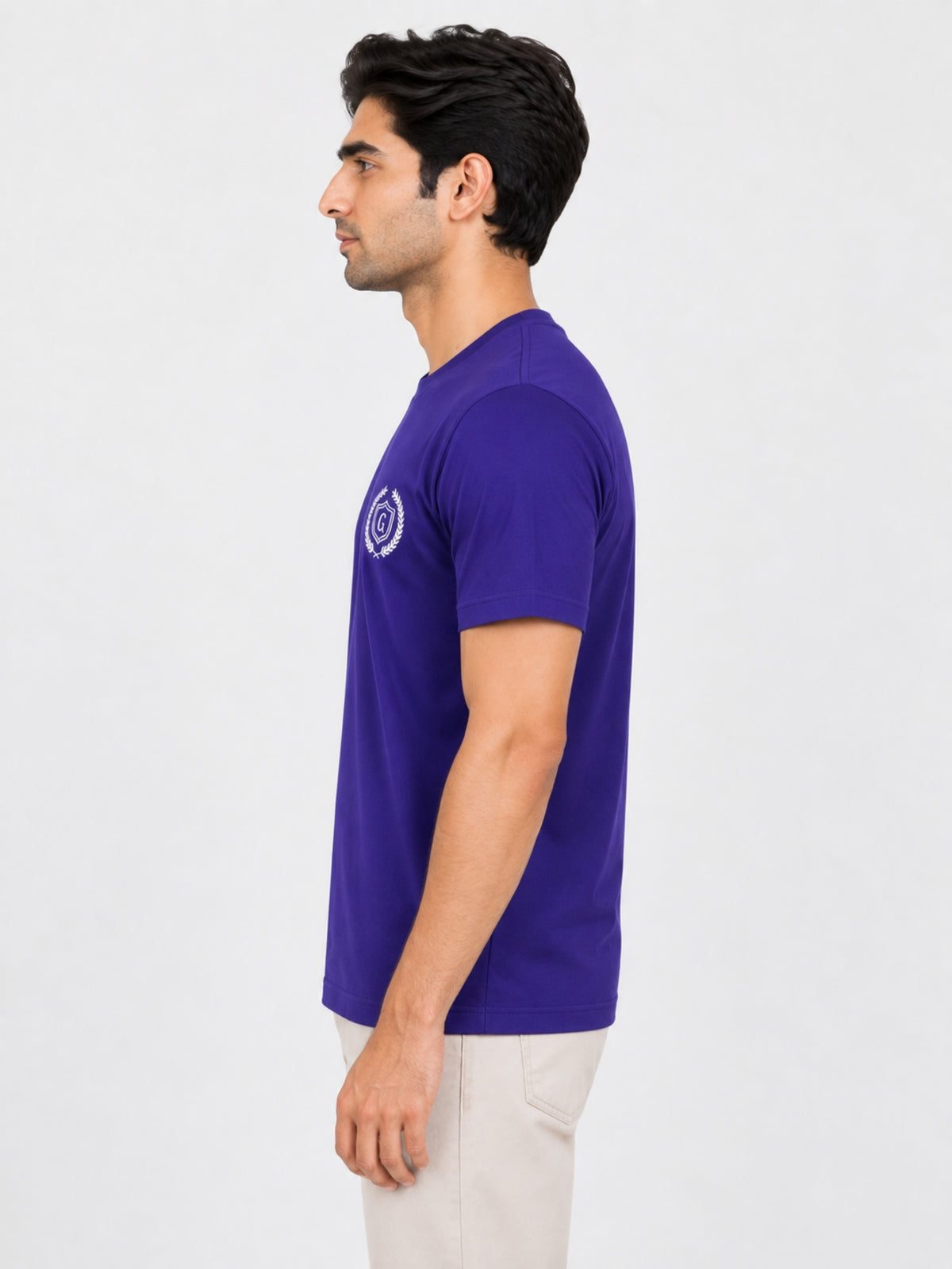 Men's Signature Emb. Round Neck Tee Shirt - Navy Blue