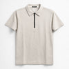 Men’s Premium Textured Half-Zip Polo Shirt – Beige