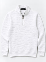 HG Premium Quilted Mock Neck Half Zipper Sweat Shirt - Super White