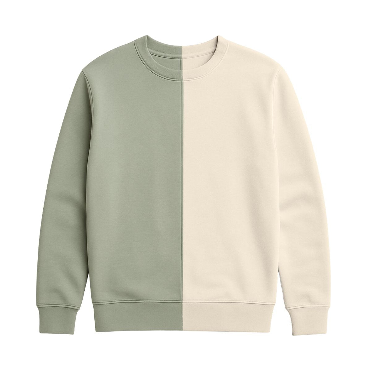 HG Contrast Half & Half Sweatshirt - Cream & Light Olive