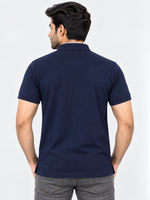 HG Stylish Ban Collar Polo Shirt For Men's - Navy Blue