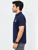 HG Stylish Ban Collar Polo Shirt For Men's - Navy Blue