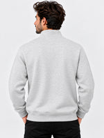 Men's Mock Neck Fleece Zipper Sweat Shirt - Light Gray