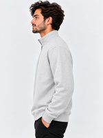 Men's Mock Neck Fleece Zipper Sweat Shirt - Light Gray